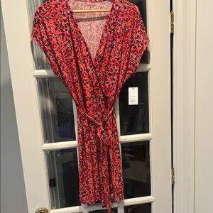 Nine West Red and Black Wrap Mini Dress